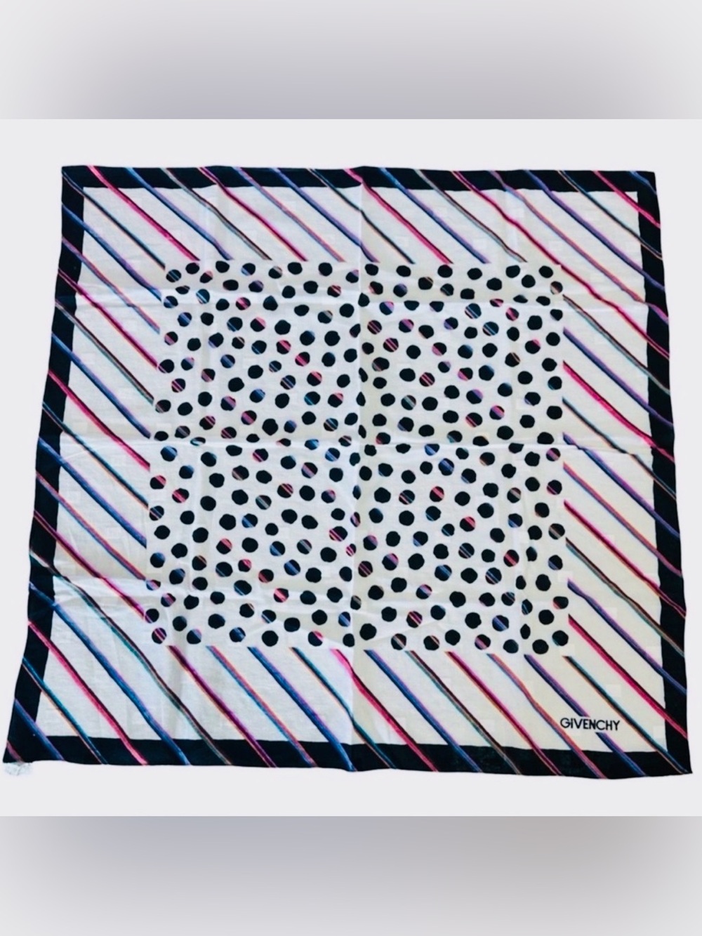 Givenchy Authentic Multicolor pokadot Striped Scarf Y2K style Multi-use